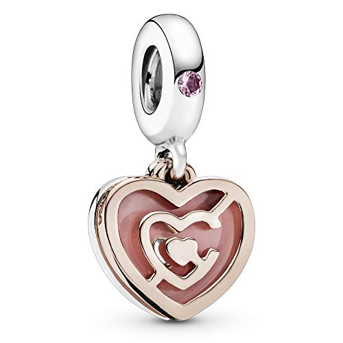 Pandora Jewelry Pink Heart Labyrinth Dangle Crystals Charm in Rose and Sterling Silver