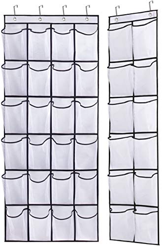 KIMBORA Over the Door Shoe Organizers Racks 24 & 12 Large Mesh Pockets