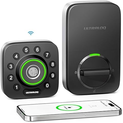 ULTRALOQ U-Bolt Pro Smart Lock with Door Sensor, 6-in-1 Keyless Entry Door Lock with Built-in WiFi, Fingerprint ID, Smartphone, Auto Unlock, WiFi Deadbolt, WiFi Door Lock Cover