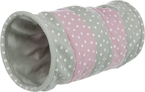 Trixie 4291 Spieltunnel, Fleece, ø 25 × 50 cm, grau/rosa