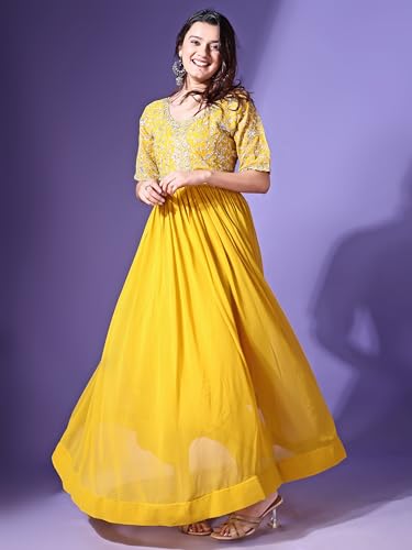 Image of Fashion Basket Georgette Embroidered Anarkali Dress for Women