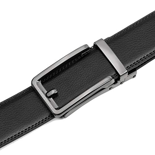 Founders & C Men's Leather Ratchet Comfort Click Belt Dress with Slide Buckle -Adjustable Trim to Fit