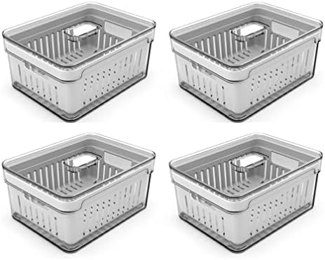 Kit 4 Organizadores Ou Clear Fresh com Cesto 2,2 Litros - Natural