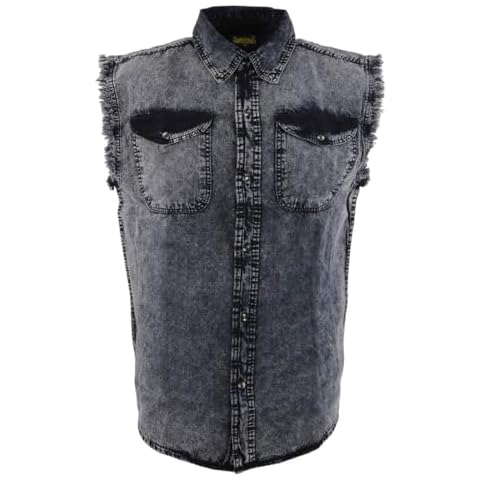 Milwaukee Leather Men's Grey and Black Sleeveless Shirt Cover