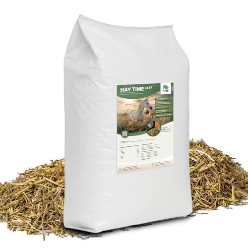 ALL-WIN Horse Hay Time 24/7 – 12 kg Strukturfutter für Pferde – Getreidefrei, Pferdefutter ohne Zuckerzusatz – Mit Timothee, Grünhafer & Luzerne – Staubfrei, magenfreundlich & rohfaserreich