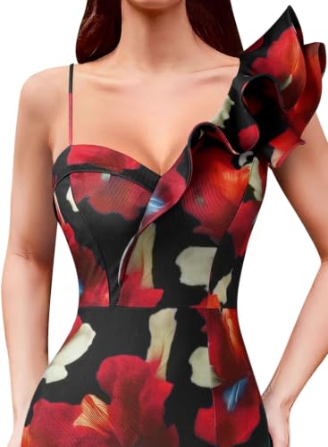 Image of VFSHOW Womens Ruffle One Shoulder Formal Prom Gala Maxi Dress Evening Gown