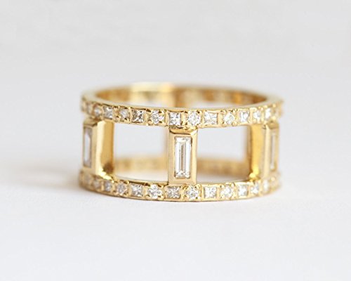 Diamond Wedding Ring, Diamond Wedding Band, Wide Diamond Band, Baguette Eternity Band, Baguette Diamond Ring, Baguette Wedding Ring, 18k