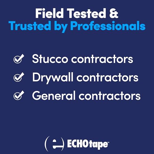 Image of ECHOtape ME-W8306 Self-Adhesive Stucco Fiberglass Mesh Tape for Profiles and Trims | Outdoor Construction Tape | Drywall Repair | Mesh Contactor | Blue or White | 36 in x 150 yds
