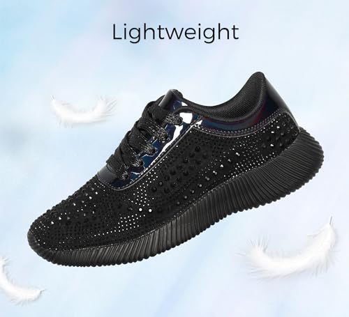 Image of BELOS Women's Glitter Shoes Sparkly Lightweight Metallic Sequins Tennis Shoes Casual Retro Braided Walking Shoes