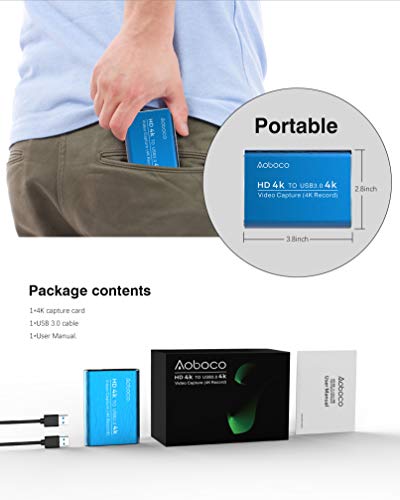AOBOCO Game Capture Card mit HDMI-Loop-Out, 4K 60FPS USB3.0-Vide Capture Karte für Streaming, 4K-Videoaufzeichnung… – Bild 8