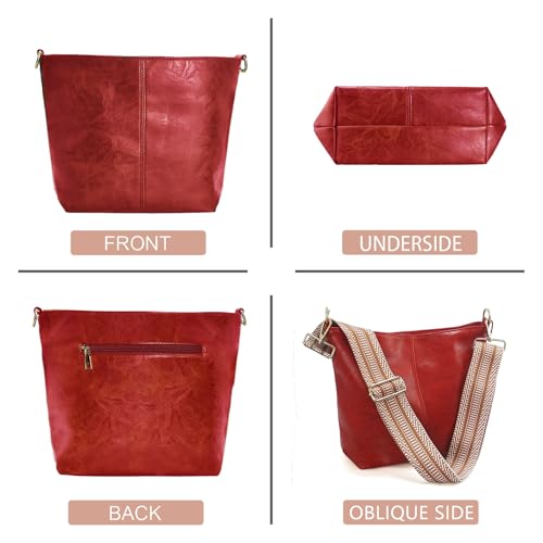 Image of Hobo Bags Vegan Leather Crossbody Bag Guitar Strap Shoulder Purses with Zipper Handbags for Women