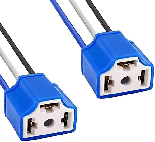 Headlight Socket H4 Wiring Harness 9003 Headlight Plug 14AWG Ceramic H4 9003 Connector for Headlight Fog Light Retrofit (1Pair)