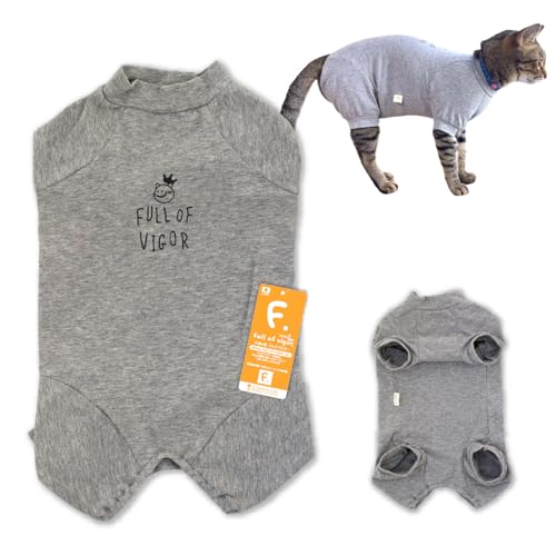 猫服 猫用 バラエティ プリント 長袖 つなぎ 抜け毛対策 長袖 ロンパース 猫の服 フルオブビガー 13/グレー CS
