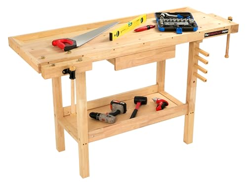 The Workplace Depot Wooden Workbench – Heavy-Duty Workstation with Rapid-Action Vices & Integrated Storage, Ideal for DIY, Carpentry & Professional Workshops 1 The Workplace Depot Wooden Workbench – Heavy-Duty Workstation with Rapid-Action Vices & Integrated Storage, Ideal for DIY, Carpentry & Professional Workshops