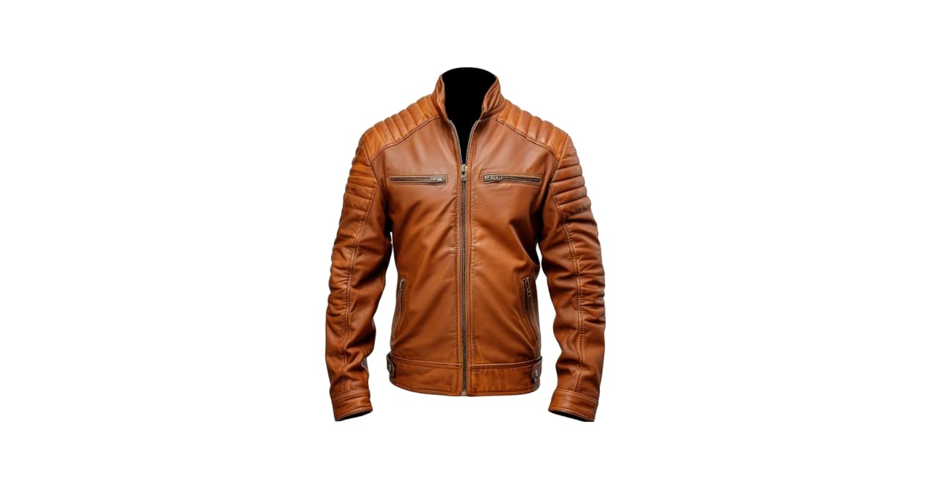 The Next Mens Leather Biker Jacket Quilted Cafe Racer Slim