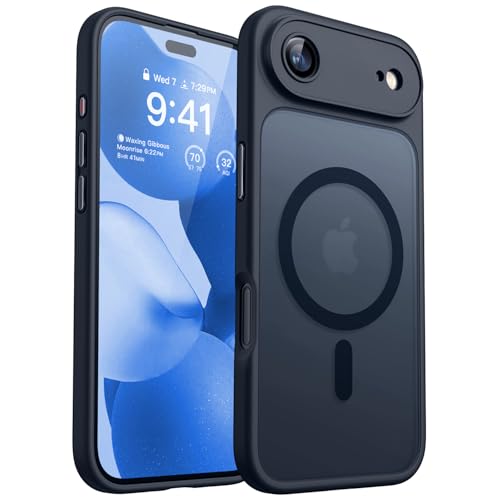 Image of CANSHN Magnetic Compatible with iPhone Air Case(6.5 Inch), Upgraded [Full Camera Protection] [Compatible with Magsafe] [Translucent Matte] Shockproof Phone Cover for iPhone 17 Air Case,Black
