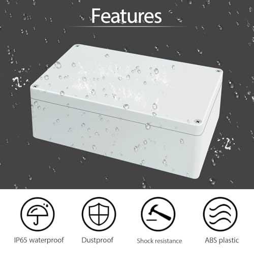 Image of Junction Box Waterproof Plastic Project Box IP65 Plastic Project Box Electrical Box Enclosure Gray White 7.87 inchx 4.72 inchx 2.95 inch(200x120x75mm)