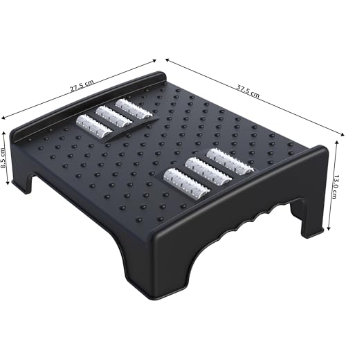 Image of Amazon Brand - Solimo Ergonomic Footrest with Massage Texture and Roller for office chair with massager for Office, Table, Home, Sofa under desk - Black