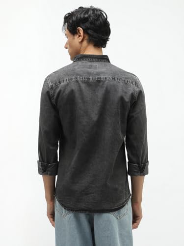 Image of Urbano Fashion Men's Regular Fit Full Sleeve Washed Denim Shirt