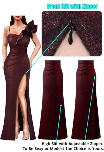 Image of VFSHOW Womens Ruffle One Shoulder Formal Prom Gala Maxi Dress Evening Gown