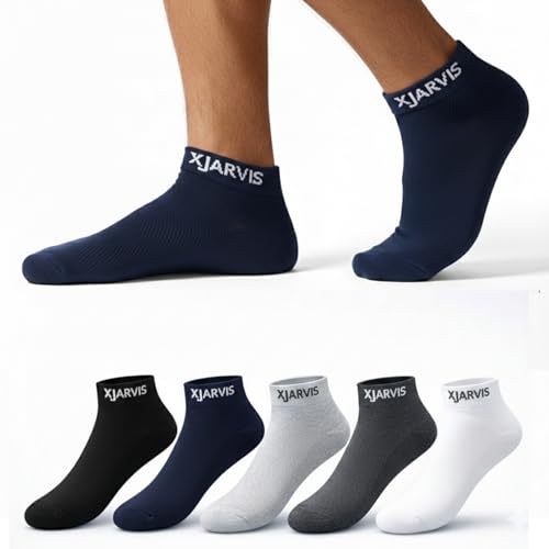 Image of XJARVIS Ankle Socks for Men & Women (Unisex) Bamboo Cotton Blend | Breathable Soft & Stretchable Everyday Socks for Sports, Office & Casual Wear - Free Size - Multicolour