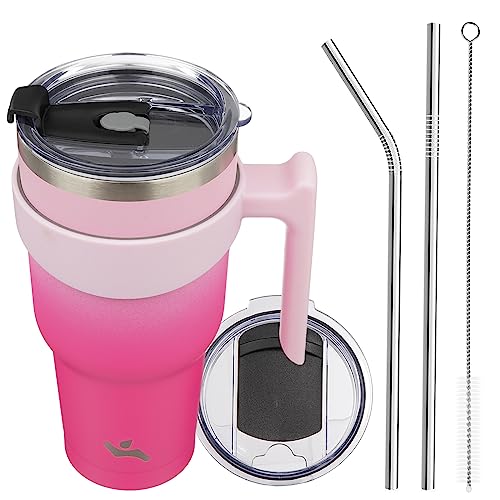 Image of Konokyo 40 oz Tumbler with Handle and Straw, Insulated Travel Mug