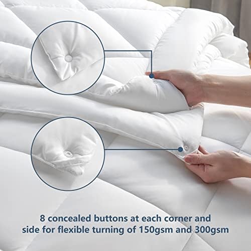 WAVVE Kołdra 135 x 200 na 4 pory roku, 2-częściowa  kołdra całoroczna 135 x 200 cm 300 g/m²+ kołdra letnia 135 x 200 150 g/m² = kołdra zimowa 450 g/m², kołdra pikowana 200 x 135 cm, na cztery pory