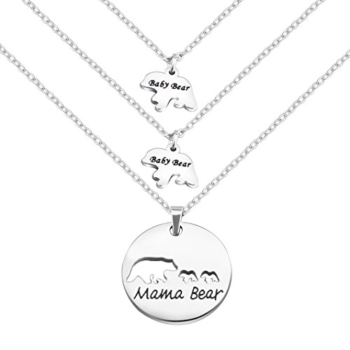 mama bear 2 cubs necklace