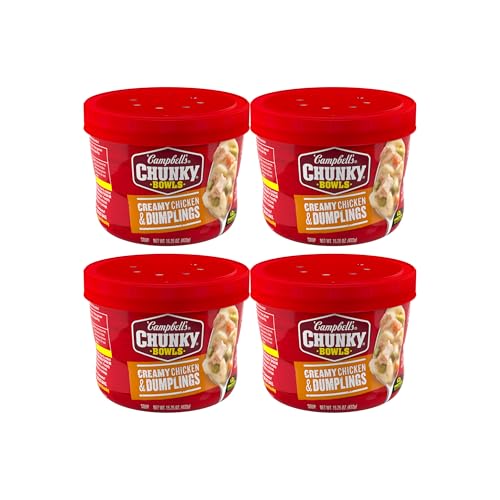 Campbell’s Chunky Creamy Chicken and Dumplings Soup, 15.25 oz Bowl (Pack of 4)