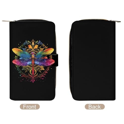 Mandala Dragonfly Chakra Dragonflies Womens PU Leather Wallet Long Purse Clutch Organizer for Office Travel3