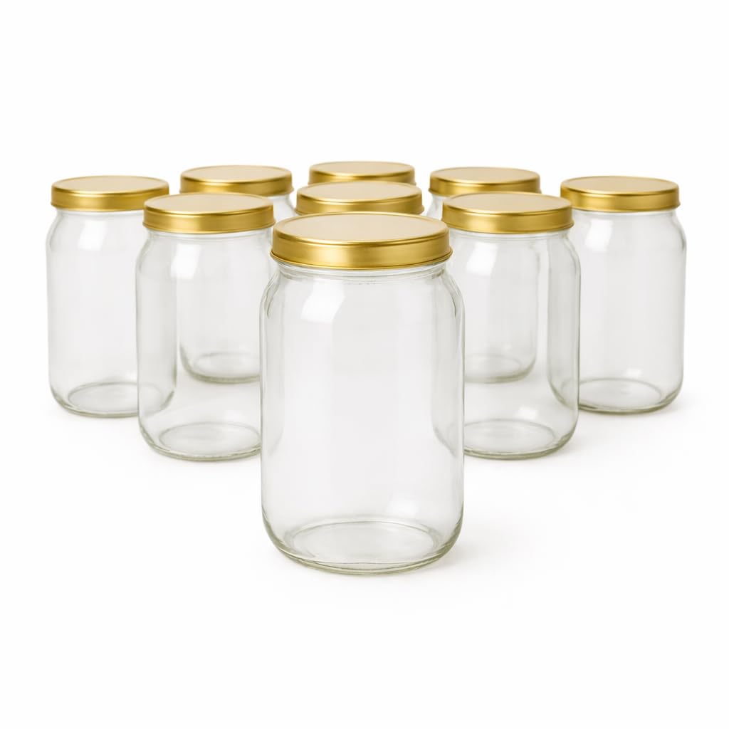 48 Stück Einweckgläser 900 ml mit Twist-Off-Deckel Gold Einmachglas Schraubglas Konservengläser Einmachgläser Vorratsgläser Schraubdeckel (48 Stück)