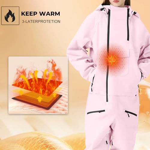 HOUZONIY Einteiler Skioverall Damen Schneeanzug Skioverall Skifahren Skianzüge Overall Jumpsuit Frauen Snowboard Skisuit Outdoor Sport(Schwarz M)