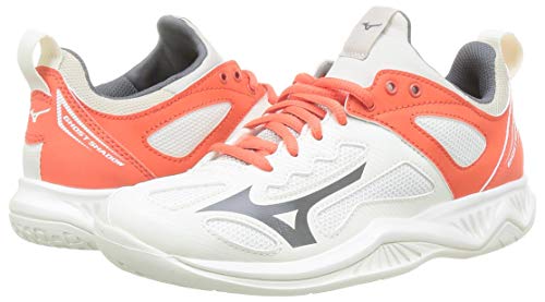 Mizuno Women\'s Ghost Shadow Handball Shoe, Swhite Qshade Hot Coral, 6.5