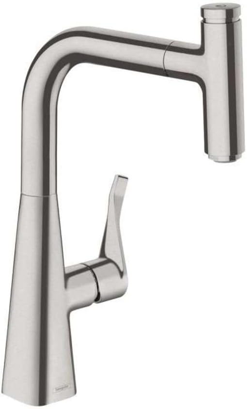 hansgrohe Metris Select Kitchen Tap 240 Pull-Out Spout, 110°/150° Swivel Range, stainless steel