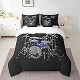 Feelyou Queen Comforter Set 7 Pcs Drum Kit Bed in a Bag for Girls Boys Children Rock Music Themed Bedding Set Modern Musical Comforter Instruments Print Bed Set with Sheets, Pillowcases, Pillow Covers