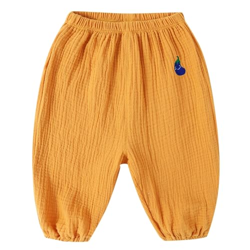 Toddler Boys Girls Cotton Sweatpants Unisex Lightweight Baggy Wide Leg Elastic Waist Trousers Fruit Print Solid Pants