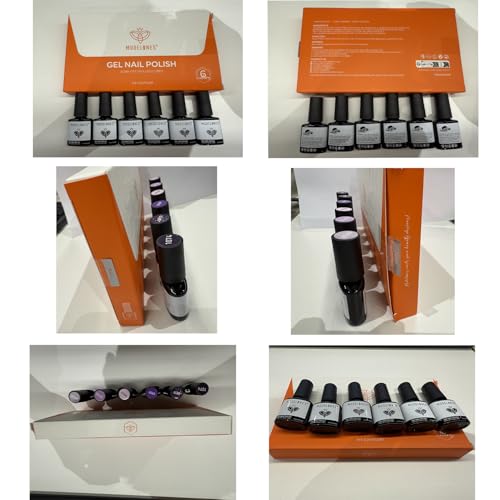 Image of modelones Gel Nail Polish Set Glitter 6Colors Purple Grape