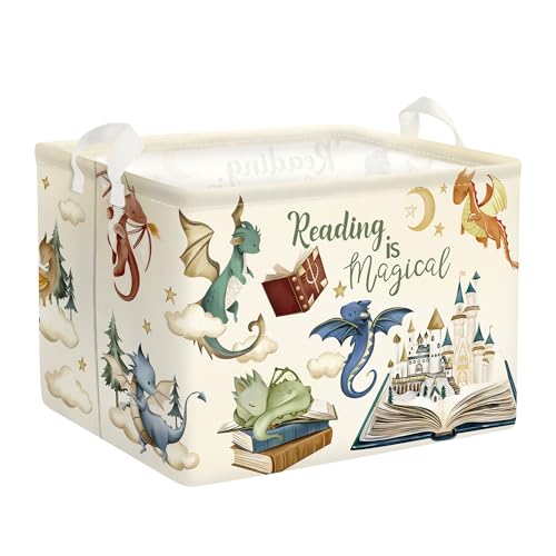 Huumonss Grande Cesta Ropa Sucia Dino Bonito Plegable Cestos Almacenaje Ropa Juguetes Para Padres,Libros Mágicos,36l
