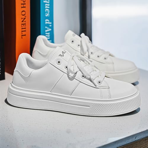 White Tennis Sneakers - Synthetic Leather Upper, Memory Foam Insole, Non-Slip Rubber Outsole - Casual Comfort for Daily Wear, Tennis Practice & Urban Lifestyle2