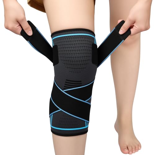 HOTUT Kniebandage,Verstellbare Kompressionsbandage,Rutschfeste Atmungsaktiv,Kniestütze,Knieschützer für Sport, Laufen (L)