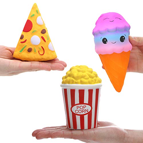 6Pcs Slow Rising Squishies Squishy Toys Jumbo Squishies, Hamburger Popcorn Cake Ice Cream Pizza Kawaii Squishy Toys Or Stress Relief Squeeze Toys Party Favors For Kids Adults Decorative Props #TOP2