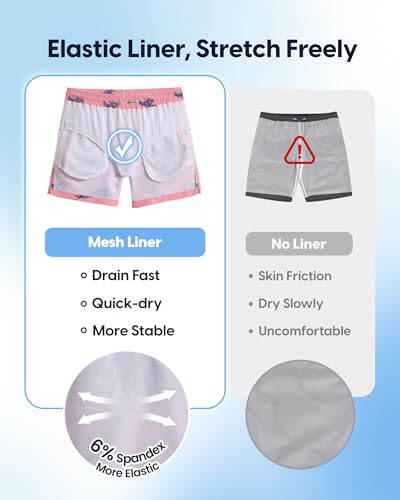 Image of maamgic Mens Swim Trunks 5 Inch with Mesh Lining, Quick Dry Mens Bathing Suit, Swim Shorts for Swimming and Beach