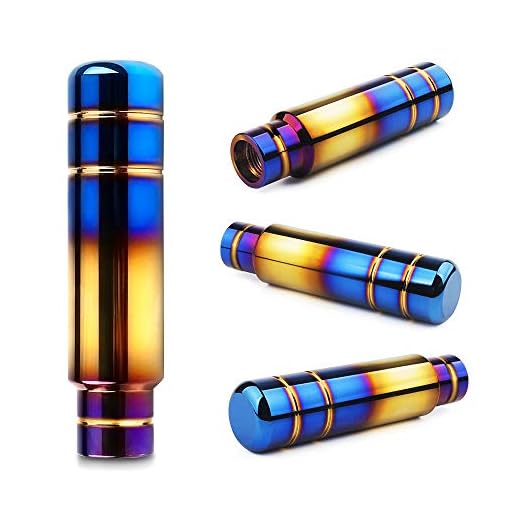 Aluminum Weighted Manual Shift knobs, Long Stick Shift Knob Universal Gear Shifter Knobs, Car Accessories Lever Cover Head 5 inch Shifter Knobs with 3 Threaded Adapters M8 M10 M12 x 1.25 (Blue)