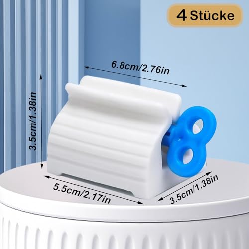 UDQYQ 4 Stücke Zahnpasta Tubenquetscher/Zahnpastaspender-Hochwertiger Zahnpastahalter Zahnpastasitzhalter Tubenpresse für Salben，Zahnpasta, Haarfärbemittel, Handcreme und Mehr.