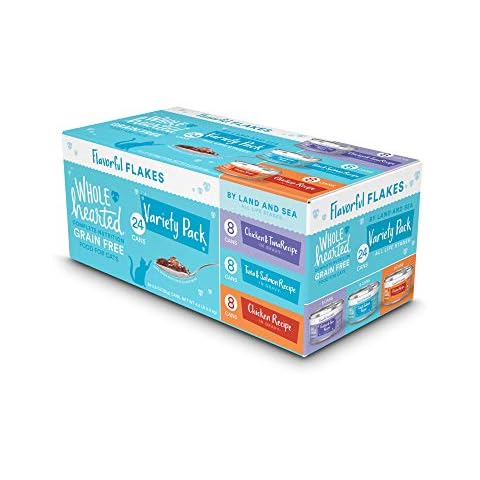 WholeHearted Grain Free by Land and Sea Flaked Wet Cat Food Variety Pack for All Life Stages 2.8 oz. Count of 24 Cover