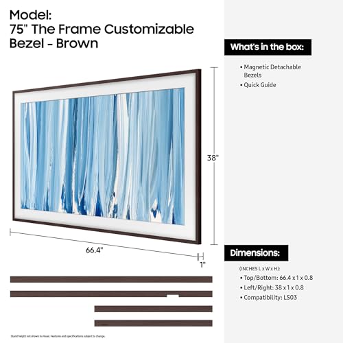 Image of Samsung 75 inch The Frame Customizable Bezel (2026 Model), Magnetic, Easy Installation, VG-SCFH75BWBZA, Modern Brown