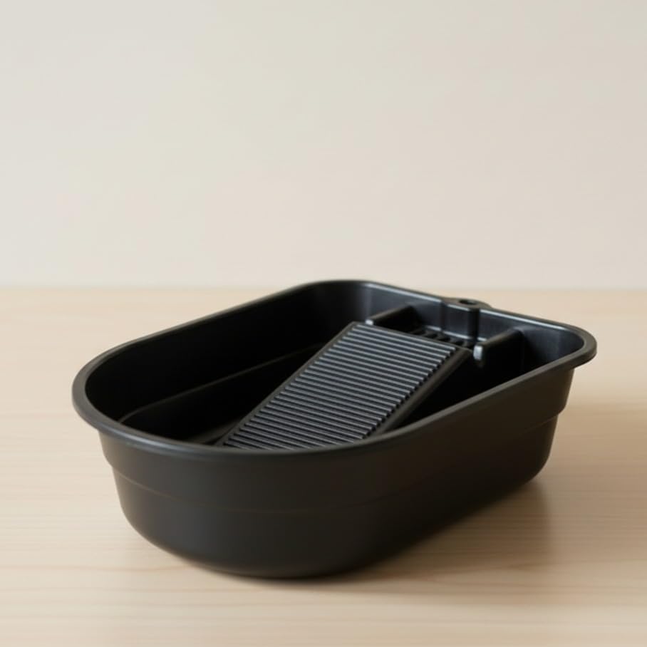 sorath multi-purpose laundry washing tub with built-in scrub board | hand wash basin for clothes & delicates (black)