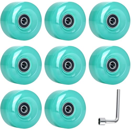 Ruedas para patines de PU con alta amortiguación kit de 8 repuestos verdes con llave de ajuste