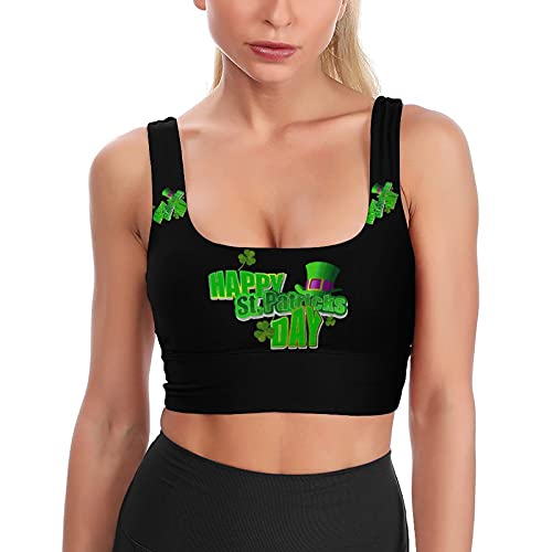 BAIKUTOUAN Irish Clover Happy St. Patrick's Day Shamrock Women's Sports Bra Yoga Tank Tops Printed