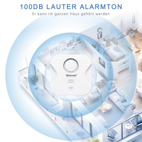 Geevon Wassermelder, 100dB Wasserwarner Wassersensor Alarm Wassermelder Wasseralarm Melder Batteriebetrieben für Keller Badezimmer, Waschküche (Lieferung mit Batterie) (2 Stück ohne Schraubendreher)